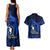 French Polynesia Bora Bora Couples Matching Tank Maxi Dress and Hawaiian Shirt Polynesian Shark Tattoo With Hibiscus Blue Version LT14 - Polynesian Pride