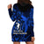 French Polynesia Bora Bora Hoodie Dress Polynesian Shark Tattoo With Hibiscus Blue Version LT14 - Polynesian Pride