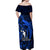 French Polynesia Bora Bora Off Shoulder Maxi Dress Polynesian Shark Tattoo With Hibiscus Blue Version LT14 - Polynesian Pride