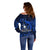 French Polynesia Bora Bora Off Shoulder Sweater Polynesian Shark Tattoo With Hibiscus Blue Version LT14 - Polynesian Pride