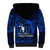 French Polynesia Bora Bora Sherpa Hoodie Polynesian Shark Tattoo With Hibiscus Blue Version LT14 - Polynesian Pride