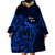 French Polynesia Bora Bora Wearable Blanket Hoodie Polynesian Shark Tattoo With Hibiscus Blue Version LT14 - Polynesian Pride