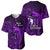 French Polynesia Bora Bora Baseball Jersey Polynesian Shark Tattoo With Hibiscus Purple Version LT14 - Polynesian Pride