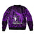 French Polynesia Bora Bora Bomber Jacket Polynesian Shark Tattoo With Hibiscus Purple Version LT14 - Polynesian Pride