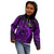 French Polynesia Bora Bora Kid Hoodie Polynesian Shark Tattoo With Hibiscus Purple Version LT14 - Polynesian Pride