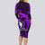 French Polynesia Bora Bora Long Sleeve Bodycon Dress Polynesian Shark Tattoo With Hibiscus Purple Version LT14 - Polynesian Pride