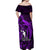 French Polynesia Bora Bora Off Shoulder Maxi Dress Polynesian Shark Tattoo With Hibiscus Purple Version LT14 - Polynesian Pride