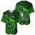 French Polynesia Bora Bora Baseball Jersey Polynesian Shark Tattoo With Hibiscus Green Version LT14 - Polynesian Pride