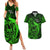 French Polynesia Bora Bora Couples Matching Summer Maxi Dress and Hawaiian Shirt Polynesian Shark Tattoo With Hibiscus Green Version LT14 Green - Polynesian Pride