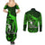 French Polynesia Bora Bora Couples Matching Summer Maxi Dress and Long Sleeve Button Shirts Polynesian Shark Tattoo With Hibiscus Green Version LT14 - Polynesian Pride