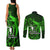 French Polynesia Bora Bora Couples Matching Tank Maxi Dress and Long Sleeve Button Shirts Polynesian Shark Tattoo With Hibiscus Green Version LT14 - Polynesian Pride