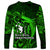 French Polynesia Bora Bora Long Sleeve Shirt Polynesian Shark Tattoo With Hibiscus Green Version LT14 - Polynesian Pride