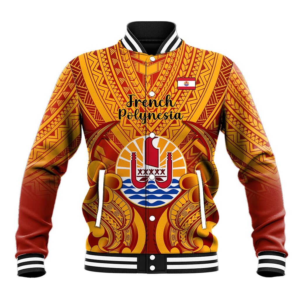 Personalised French Polynesia Baseball Jacket Coat Of Arms With Polynesian Plumeria LT14 Unisex Red - Polynesian Pride