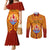 Personalised French Polynesia Couples Matching Mermaid Dress and Long Sleeve Button Shirts Coat Of Arms With Polynesian Plumeria LT14 Red - Polynesian Pride