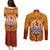 Personalised French Polynesia Couples Matching Puletasi Dress and Long Sleeve Button Shirts Coat Of Arms With Polynesian Plumeria LT14 - Polynesian Pride