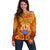 Personalised French Polynesia Off Shoulder Sweater Coat Of Arms With Polynesian Plumeria LT14 Women Red - Polynesian Pride