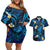 Tokelau Fakaofo Atoll Couples Matching Off Shoulder Short Dress and Hawaiian Shirt Polynesian Tattoo Plumeria With Map