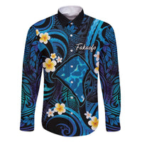 Tokelau Fakaofo Atoll Family Matching Off The Shoulder Long Sleeve Dress and Hawaiian Shirt Polynesian Tattoo Plumeria With Map