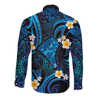 Tokelau Fakaofo Atoll Long Sleeve Button Shirt Polynesian Tattoo Plumeria With Map