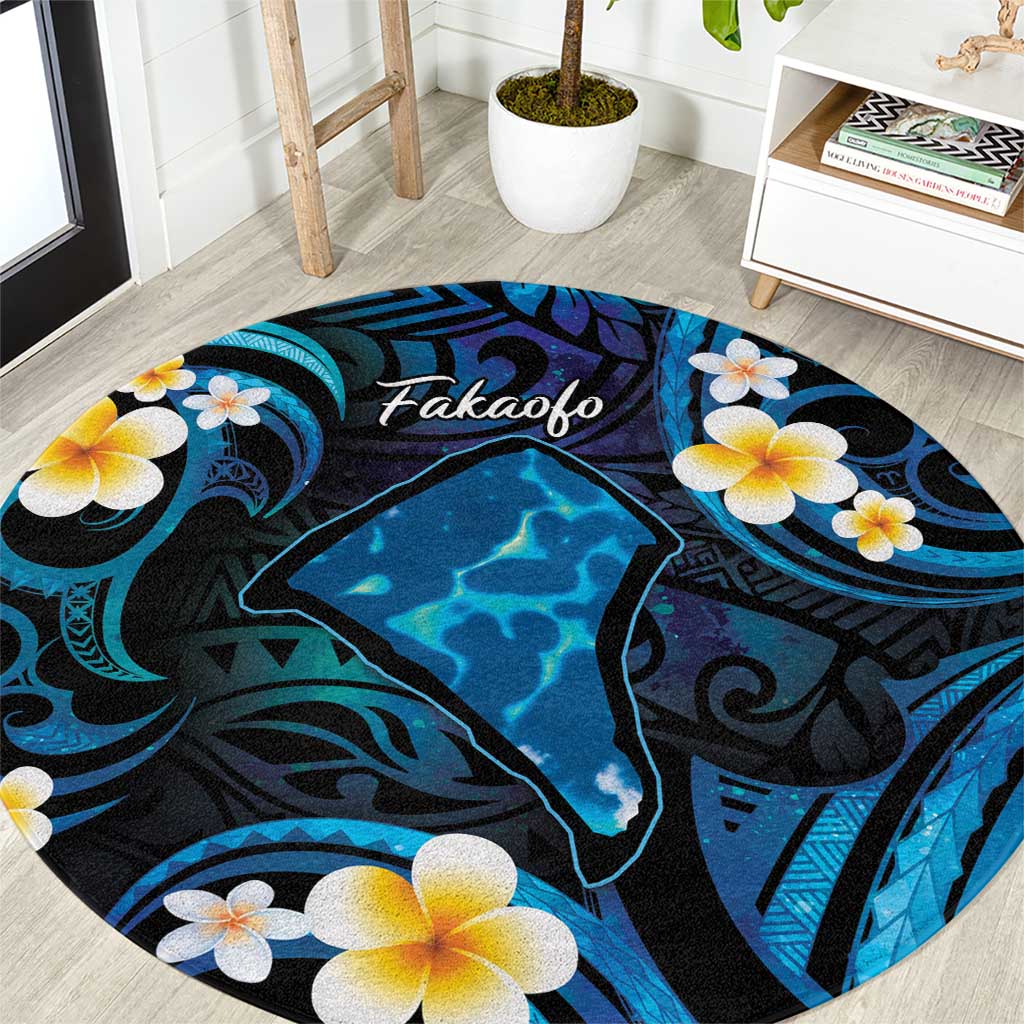 Tokelau Fakaofo Atoll Round Carpet Polynesian Tattoo Plumeria With Map