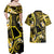 Tokelau Atafu Atoll Couples Matching Off Shoulder Maxi Dress and Hawaiian Shirt Polynesian Tattoo Plumeria With Map