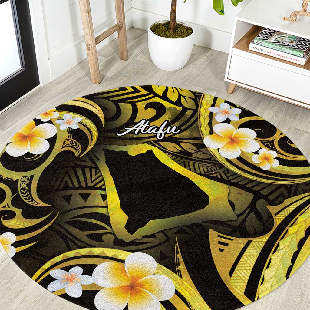 Tokelau Atafu Atoll Round Carpet Polynesian Tattoo Plumeria With Map