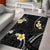 Black And Gray Area Rug Curves Polynesian Tattoo Mix Plumeria Flowers