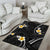 Black And Gray Area Rug Curves Polynesian Tattoo Mix Plumeria Flowers