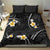 Black And Gray Bedding Set Curves Polynesian Tattoo Mix Plumeria Flowers