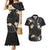 Black And Gray Couples Matching Mermaid Dress and Hawaiian Shirt Curves Polynesian Tattoo Mix Plumeria Flowers