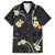 Black And Gray Family Matching Off The Shoulder Long Sleeve Dress and Hawaiian Shirt Curves Polynesian Tattoo Mix Plumeria Flowers