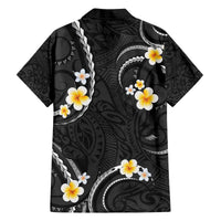 Black And Gray Family Matching Puletasi and Hawaiian Shirt Curves Polynesian Tattoo Mix Plumeria Flowers LT14 - Polynesian Pride