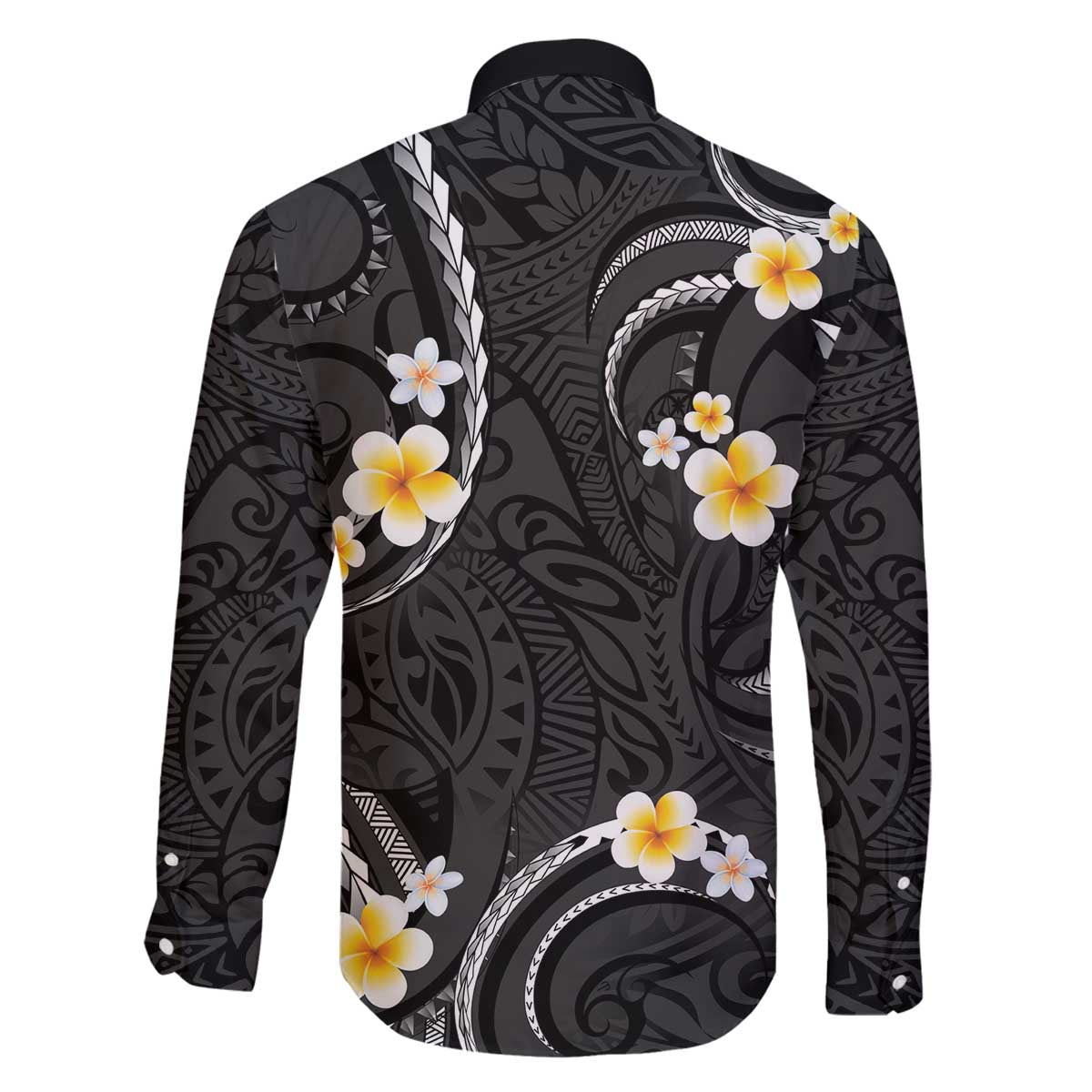 Black And Gray Family Matching Puletasi and Hawaiian Shirt Curves Polynesian Tattoo Mix Plumeria Flowers LT14 - Polynesian Pride