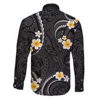 Black And Gray Family Matching Puletasi and Hawaiian Shirt Curves Polynesian Tattoo Mix Plumeria Flowers LT14 - Polynesian Pride