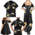 Black And Gray Family Matching Summer Maxi Dress and Hawaiian Shirt Curves Polynesian Tattoo Mix Plumeria Flowers