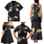 Black And Gray Family Matching Tank Maxi Dress and Hawaiian Shirt Curves Polynesian Tattoo Mix Plumeria Flowers