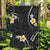 Black And Gray Garden Flag Curves Polynesian Tattoo Mix Plumeria Flowers