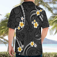 Black And Gray Hawaiian Shirt Curves Polynesian Tattoo Mix Plumeria Flowers LT14 - Polynesian Pride