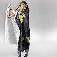 Black And Gray Hooded Blanket Curves Polynesian Tattoo Mix Plumeria Flowers LT14 - Polynesian Pride