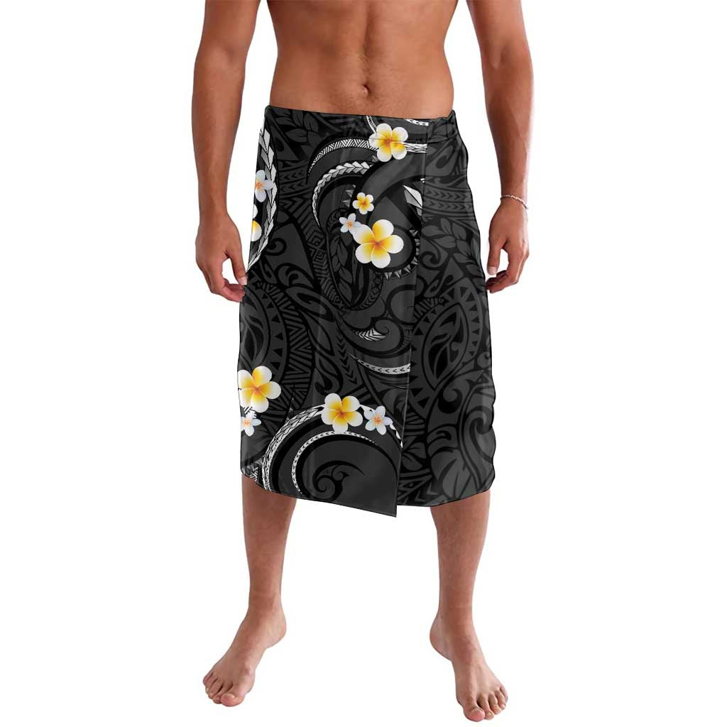 Black And Gray Lavalava Curves Polynesian Tattoo Mix Plumeria Flowers LT14 Gray - Polynesian Pride