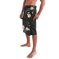 Black And Gray Lavalava Curves Polynesian Tattoo Mix Plumeria Flowers LT14 - Polynesian Pride