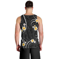 Black And Gray Men Tank Top Curves Polynesian Tattoo Mix Plumeria Flowers LT14 - Polynesian Pride