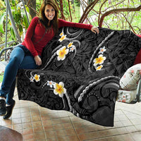 Black And Gray Quilt Curves Polynesian Tattoo Mix Plumeria Flowers
