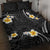 Black And Gray Quilt Bed Set Curves Polynesian Tattoo Mix Plumeria Flowers