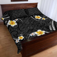 Black And Gray Quilt Bed Set Curves Polynesian Tattoo Mix Plumeria Flowers LT14 - Polynesian Pride