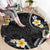 Black And Gray Round Carpet Curves Polynesian Tattoo Mix Plumeria Flowers