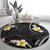 Black And Gray Round Carpet Curves Polynesian Tattoo Mix Plumeria Flowers