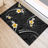 Black And Gray Rubber Doormat Curves Polynesian Tattoo Mix Plumeria Flowers LT14 - Polynesian Pride