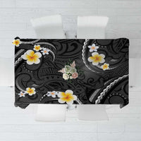 Black And Gray Tablecloth Curves Polynesian Tattoo Mix Plumeria Flowers LT14 Gray - Polynesian Pride