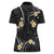 Black And Gray Women Polo Shirt Curves Polynesian Tattoo Mix Plumeria Flowers